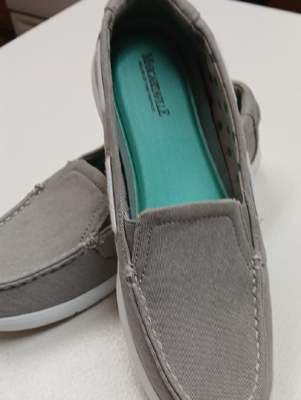 Margaritaville Gray Canvas Slip-On Loafers with Teal Insole